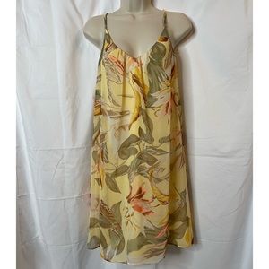 WHBM Yellow Floral Spaghetti Strap Slip Dress size 6